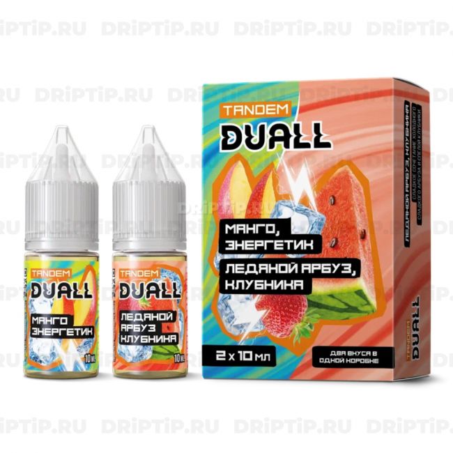 Жидкость Duall Tandem Salt - Манго Энергетик и Ледяной Арбуз Клубника 