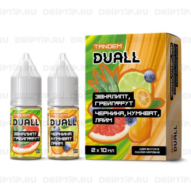 Жидкость Duall Tandem Salt - Эвкалипт Грейпфрут и Черника Кумкват Лайм 